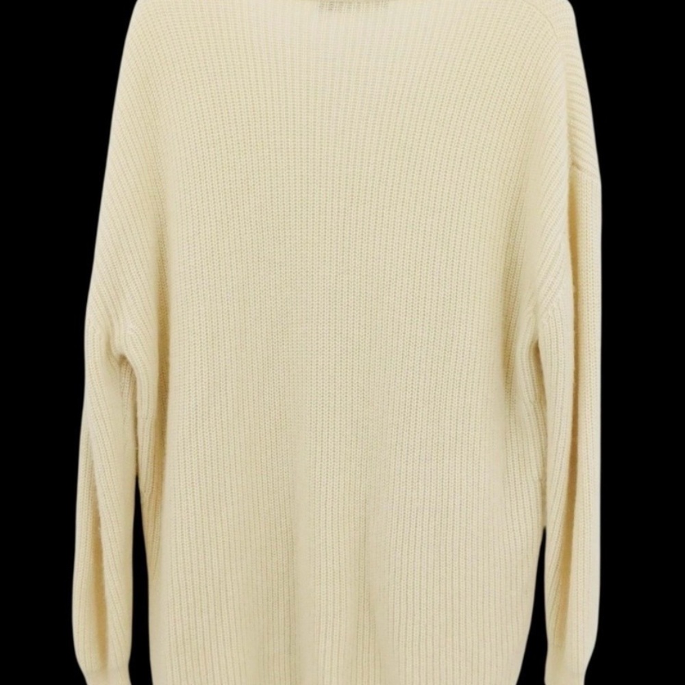 Jenni Kayne Cabin Cream Wool Cashmere Blend V Neck Sweater Womens Size M - Picture 3 of 5